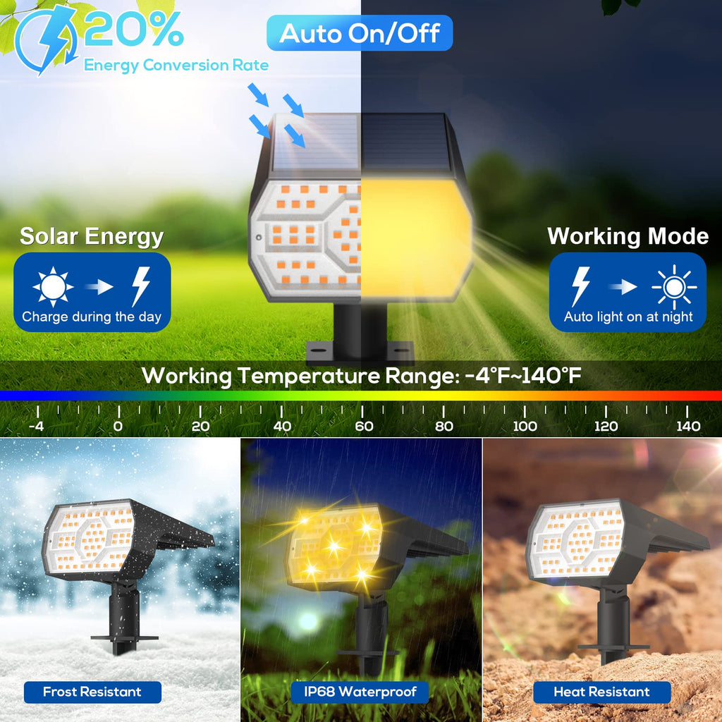 Solar Lights Outdoor Waterproof - 4 Pack (Warm White)