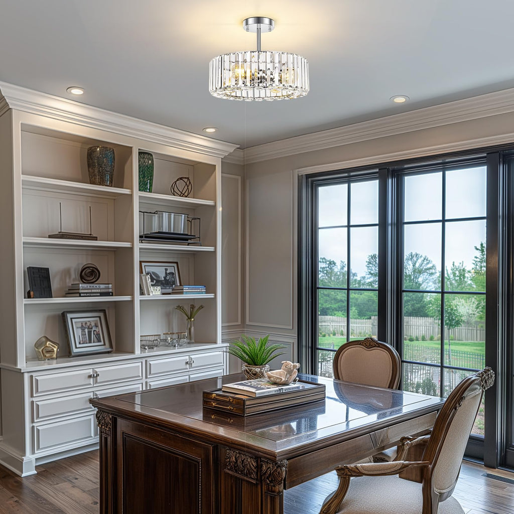 Crystal Chandelier Ceiling Light - 4-Light Ceiling Light Fixture Modern Ceiling Mount Lights Chandelier for Dinning