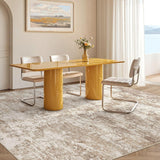 Area Rug Living Room - 9X12 Abstract Washable Large Soft Foldable Non Slip Rug Neutral Modern Low Pile Carpet for