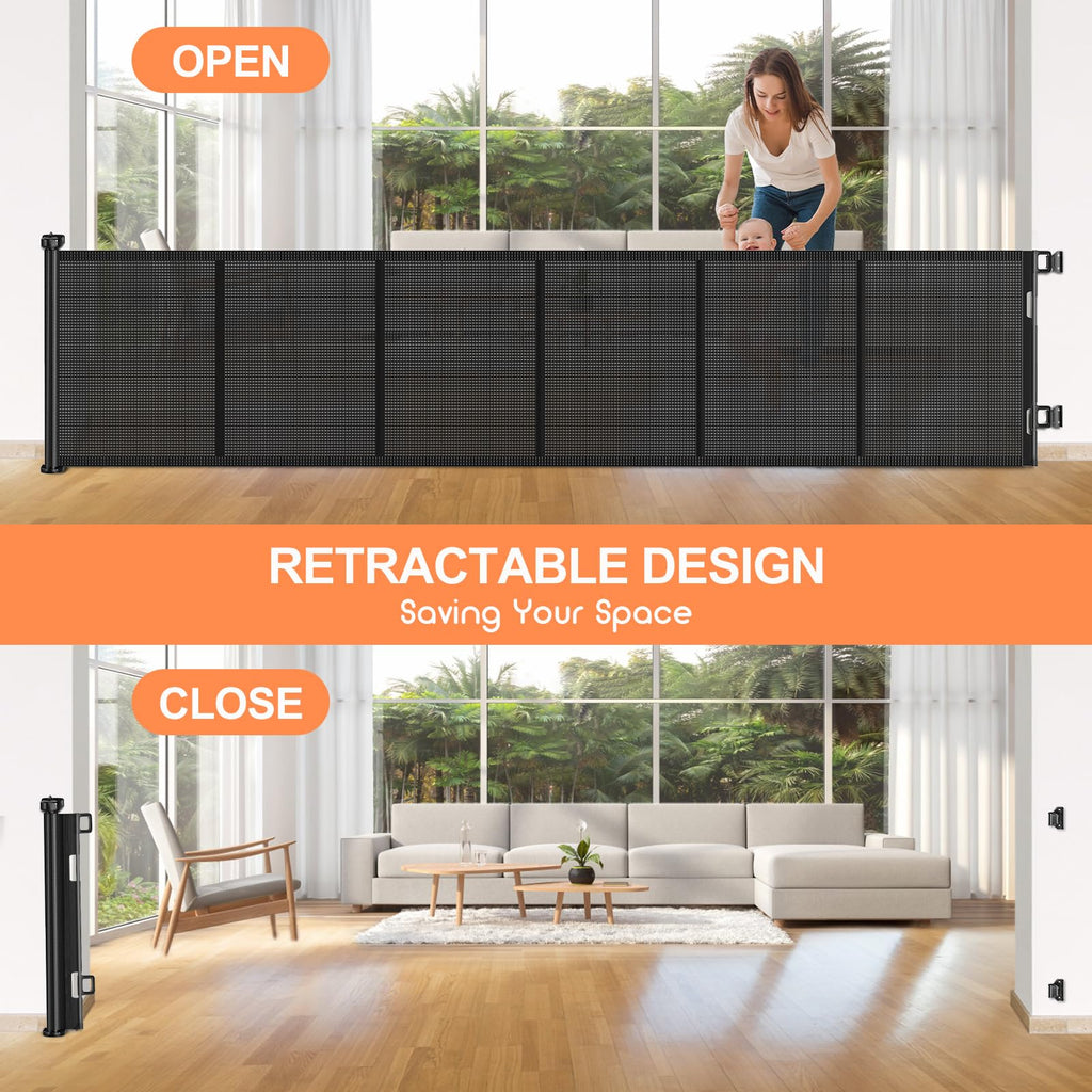 120 Inch Retractable Baby Gates Extra Wide Reinforced Baby Dog Gate