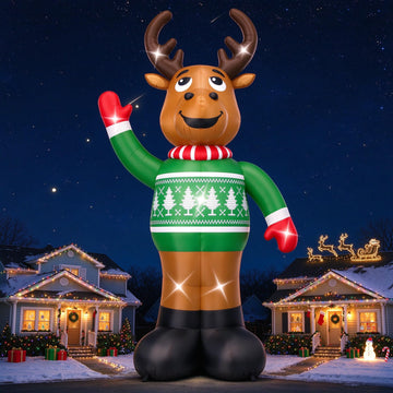20FT Christmas Giant Inflatable Outdoor Decorations, Blow Up Reindeer Yard Decoration, Xmas Decor Build-in LED Lights