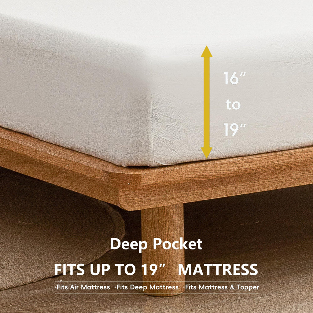 100% Washed Cotton Linen Feel Sheet Set, Solid Off White