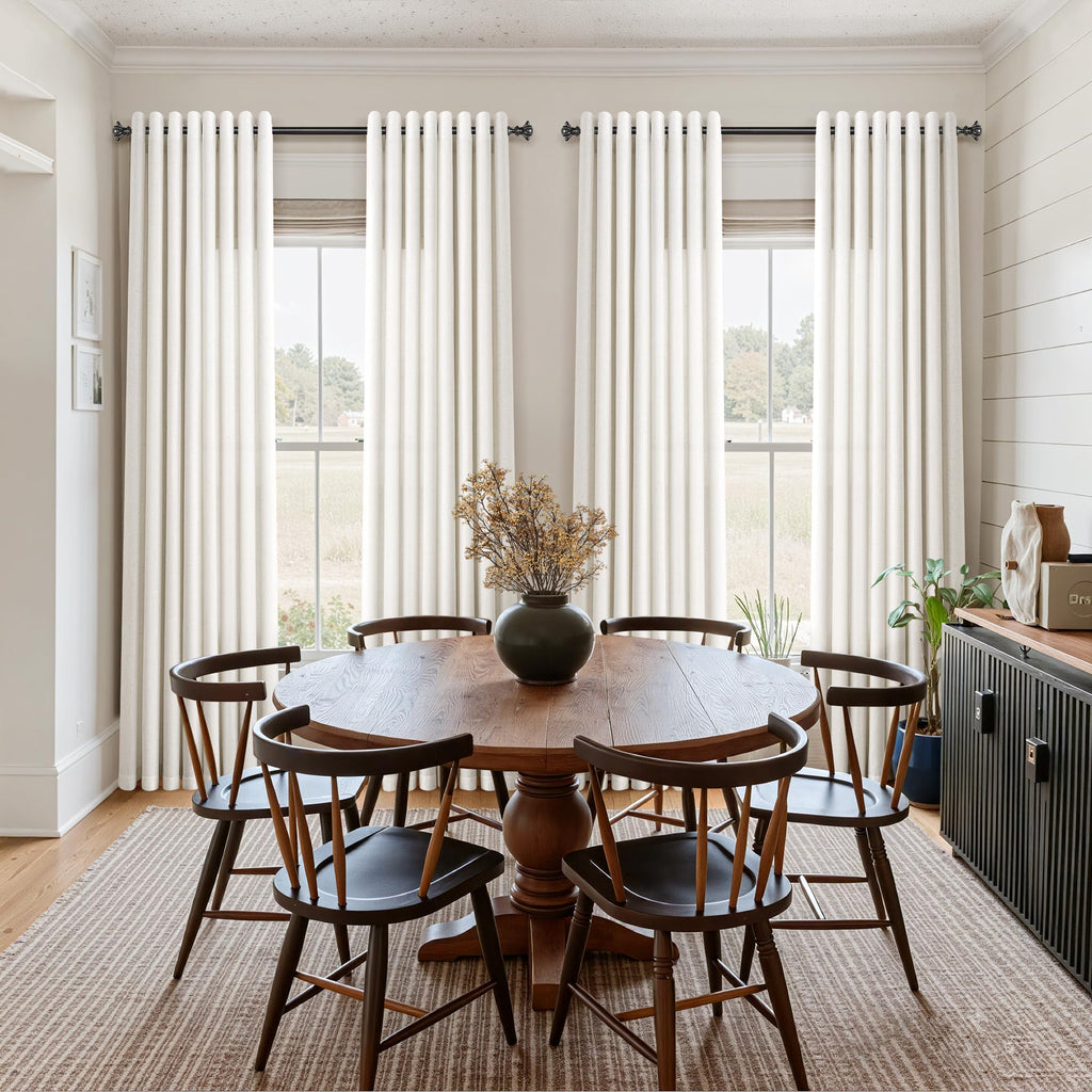 Natural Linen Grommet Curtains 108 Inch Long Dining