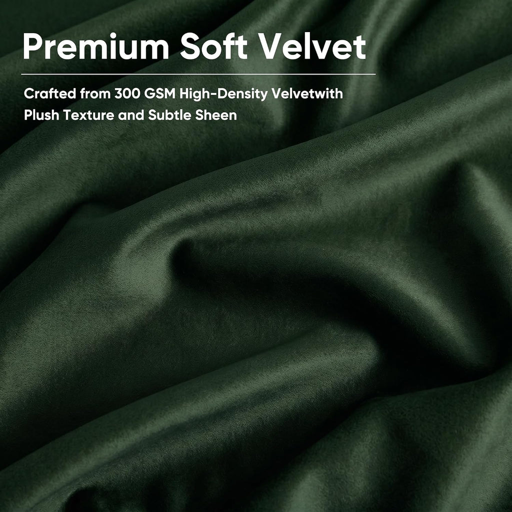 Dark Green Velvet Curtains for Bedroom Window with Back Tab, Super Soft Vintage Luxury Heavy Drapes, Room Darkening
