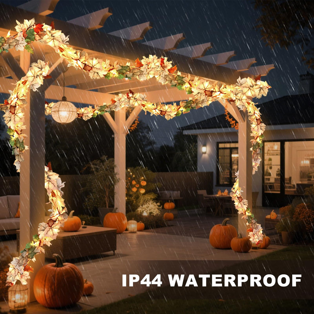 Fall Decorations Lighted Fall Garland, 9FT 50 Count Incandescent Lights Brown Wire UL Certified Connectable Maple
