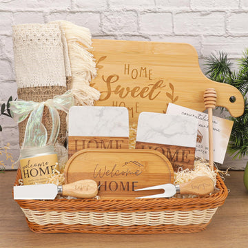 Warming Gifts New Home, New Home Gift Ideas, Realtors Closing Gifts Buyers, Woven Basket Serving Board Table Runner