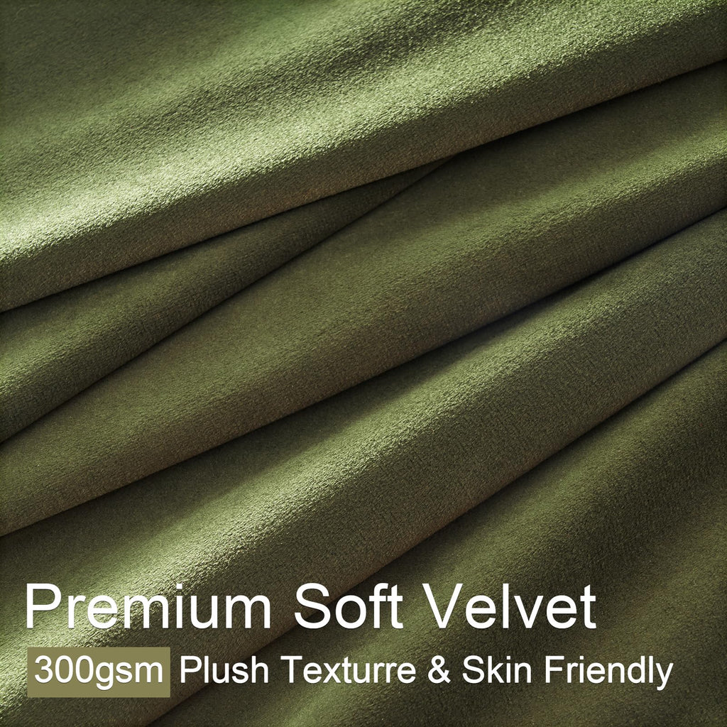Olive Green Velvet Blackout Curtains 84 Inches 2 Panels Forest Green Elegant Vintage Pinch Pleated Drapes Bedroom