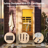 1-2 Person 6.3Ft Infrared Sauna, 7 Color Full Spectrum Wood Dry Sauna. Canadian Hemlock Indoor Saunas with 1745W 20Min