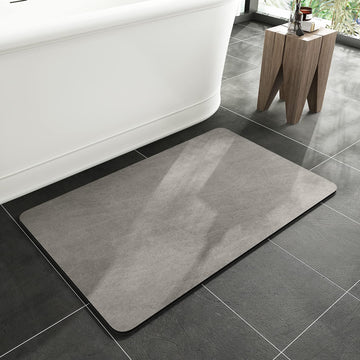 Bath Mat-Rubber Backing Non SlipTh Rugs Fit Under Door- Quick Dry Absorbent Faux Suede Surface Grey Bathroom Floor