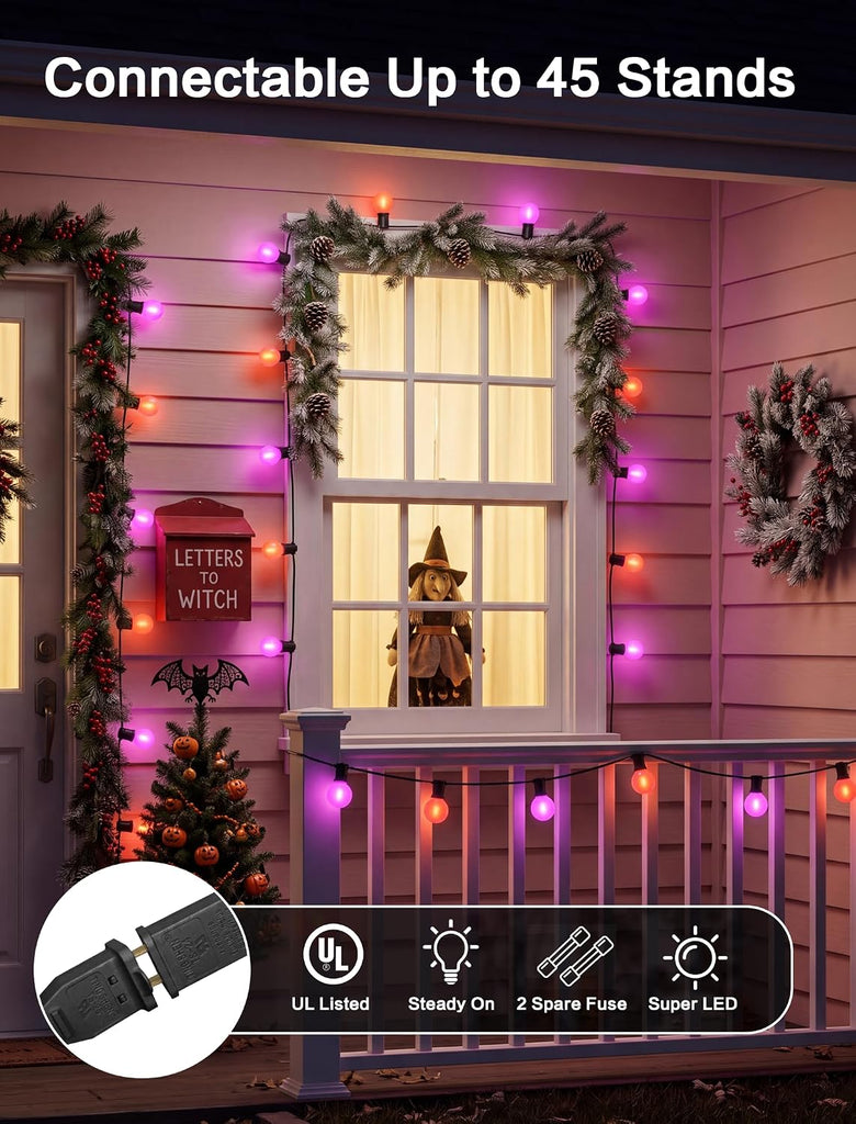 50FT Purple and Orange Christmas Lights, Opaque 50 LED Count Christmas LED String Lights, Indoor Decoration Lights