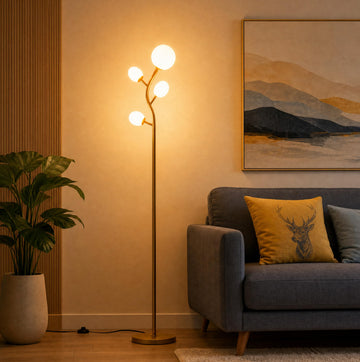 4 Globe Floor Lamp, Mid Modern Standing Tree Lamp