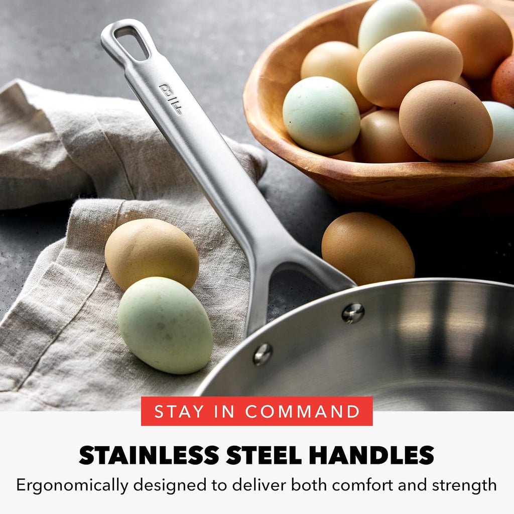 X Bobby Flay 10 Piece Stainless Steel Cookware Set, Tri-Ply Multiclad Pots & Pans, Professional Grade, Oven & Broiler