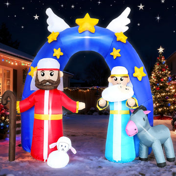 9.2FT H Christmas Inflatable Nativity Scene Archway with Build-in LED Lights, Huge Blow up Christmas Inflatable