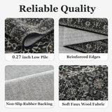 Vintage Dark 3x5 Entryway Rug Indoor Foyer, Earth Tone Farmhouse Throw Rug for Kitchen Bathroom, Mac