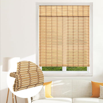 Cordless Bamboo Blinds Shades, Light Filtering Bamboo Roller Shades Natural Roman Blind Shade, Roll Up Blind for