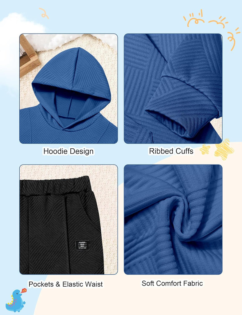 Boys Clothes Ribbed Boy Outfits Long Sleeve Hoodie Jogger Set