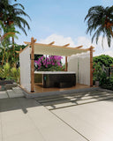 10x13 Ft Outdoor Pergola with Retractable Canopy Aluminum Gazebo Imitation Wood-Grain Post with Side Mesh