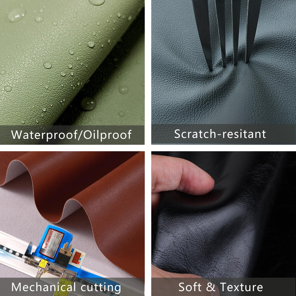 Faux Leather Sheets Smooth Surface One Yard Leather Fabric for DIY Crafting Thick Durable Synthetic Repholstery PU