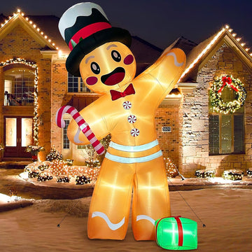 12FT Christmas Inflatable Gingerbread Man, Xmas Blow Up Yard Decorations
