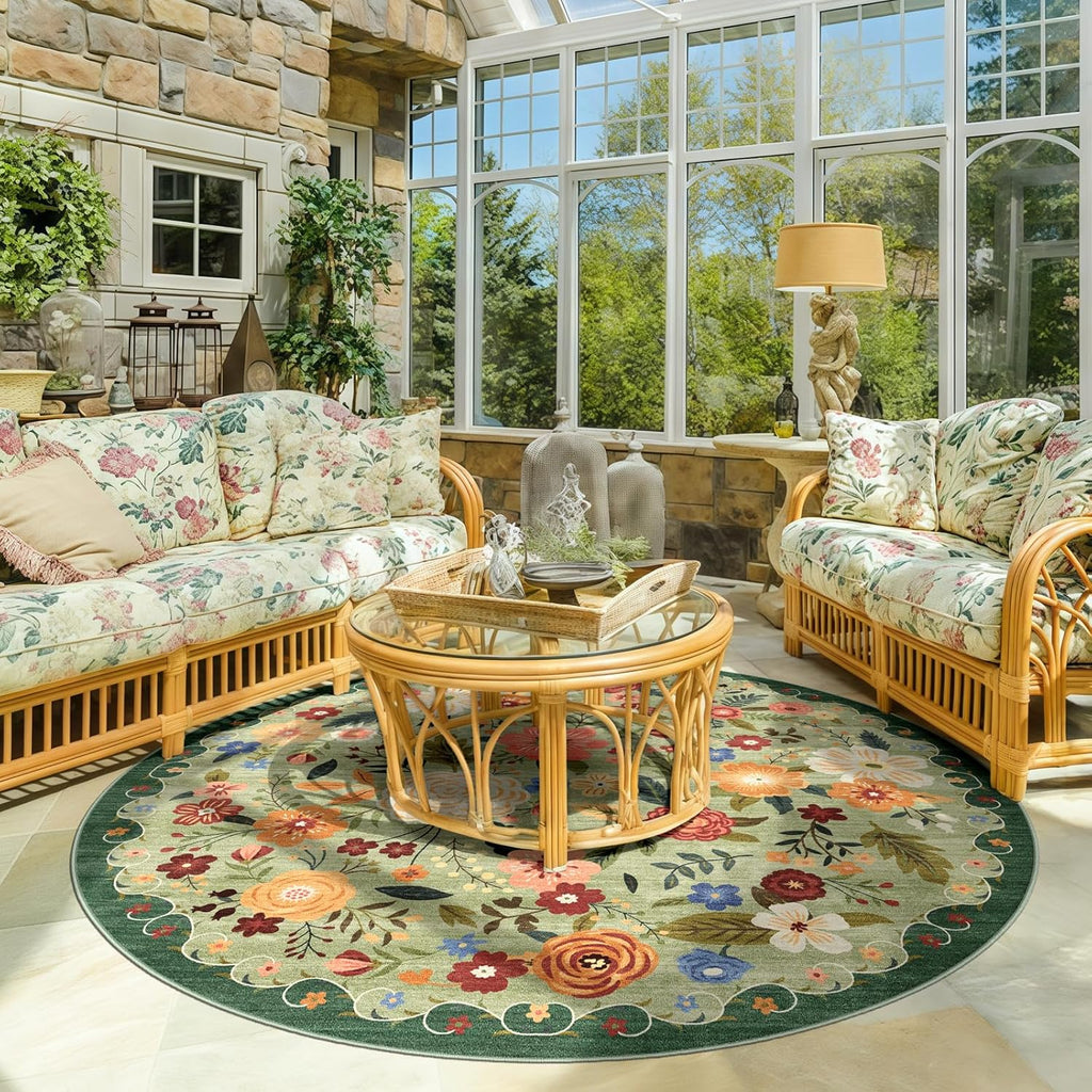 6ft Round Machine Washable Area Rug