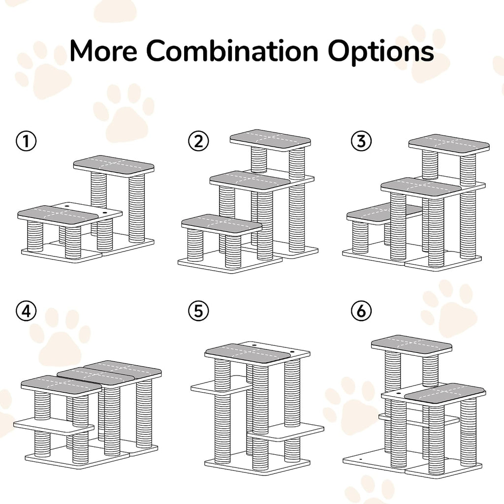 Dog Stairs, Solid Wood Pet Stairs with Cat Scratching Post