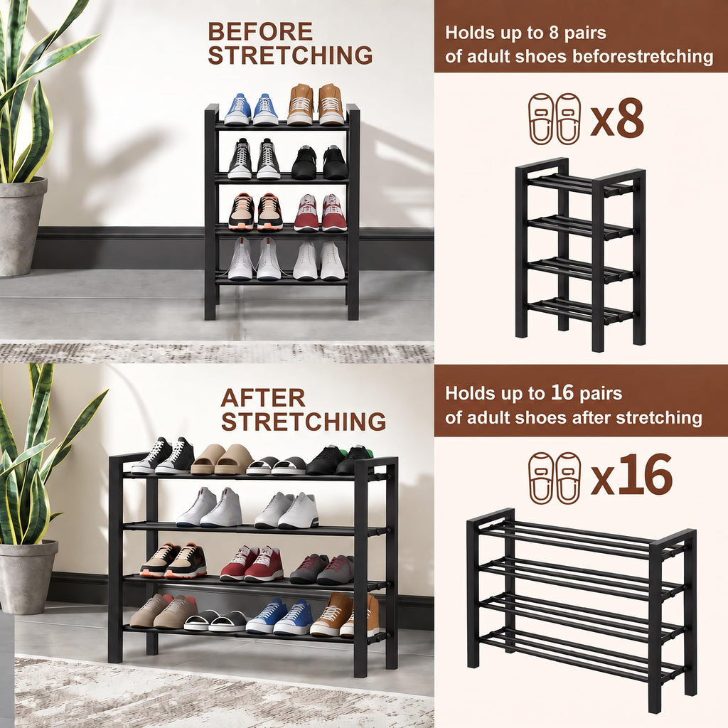 Expandable Shoe Rack, Heavy Duty Metal Shoe Organizer for Closet