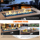 45 inch Propane Fire Pit Table, 50,000 BTU Outdoor Gas Fire Pit Table with Lid, Glass Wind Guard, Waterproof Cover, Rectangle Gas Firepit Table for - Image 3