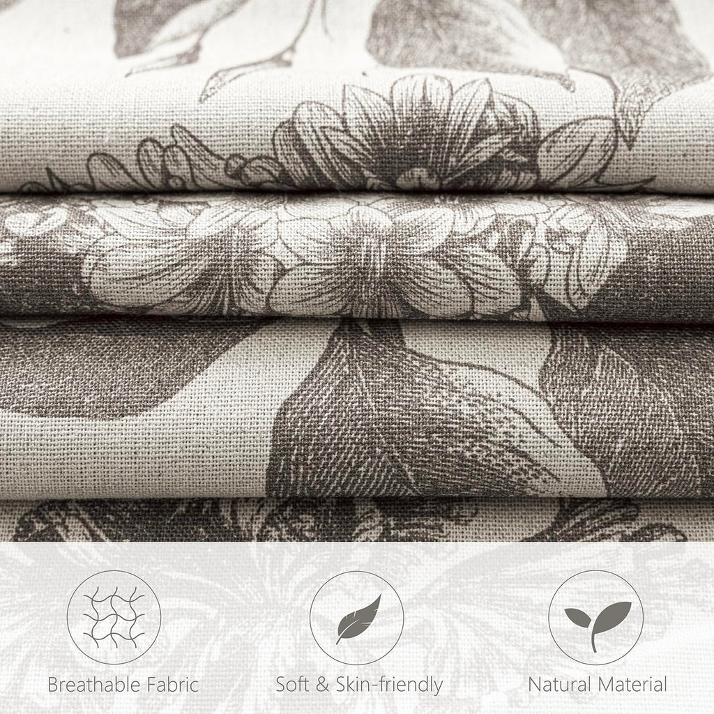 Decorative Linen Floral Throw Pillow Cover 18×18 Inch, Light Gray