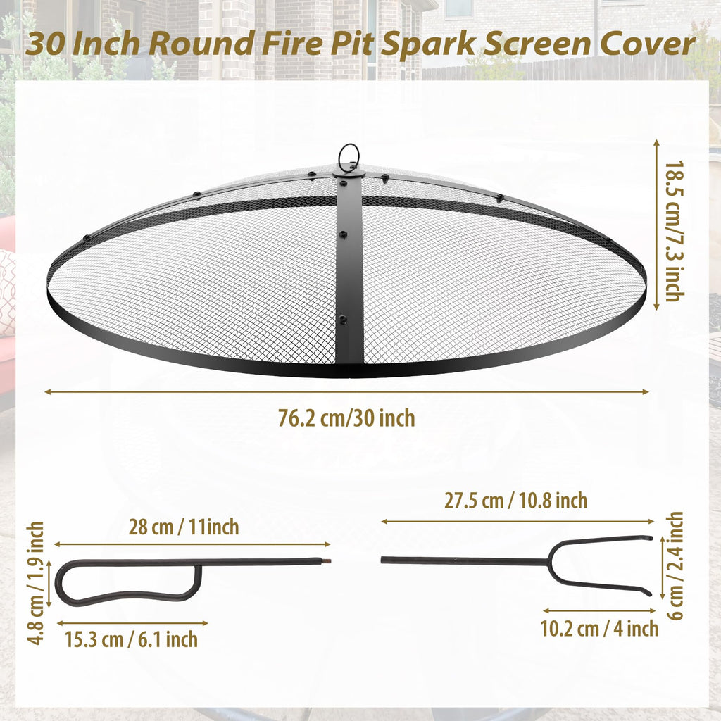 Round Heavy Duty Foldable Fire Pit Spark Screen Cover 30inch