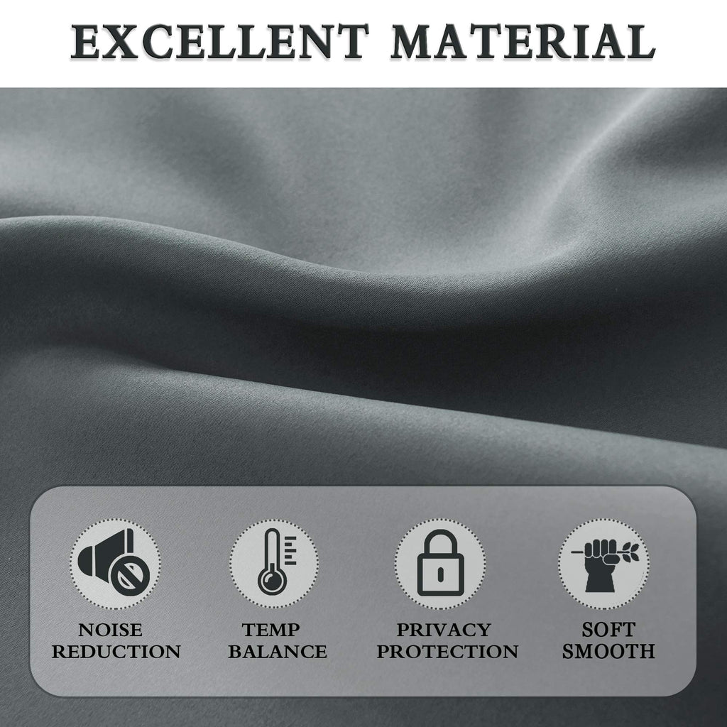2 Panels Blackout Curtain Panels - Room Darkening Thermal Insulated Drapes with Rod Pocket(Medium Grey, 42 by 84 Inch)