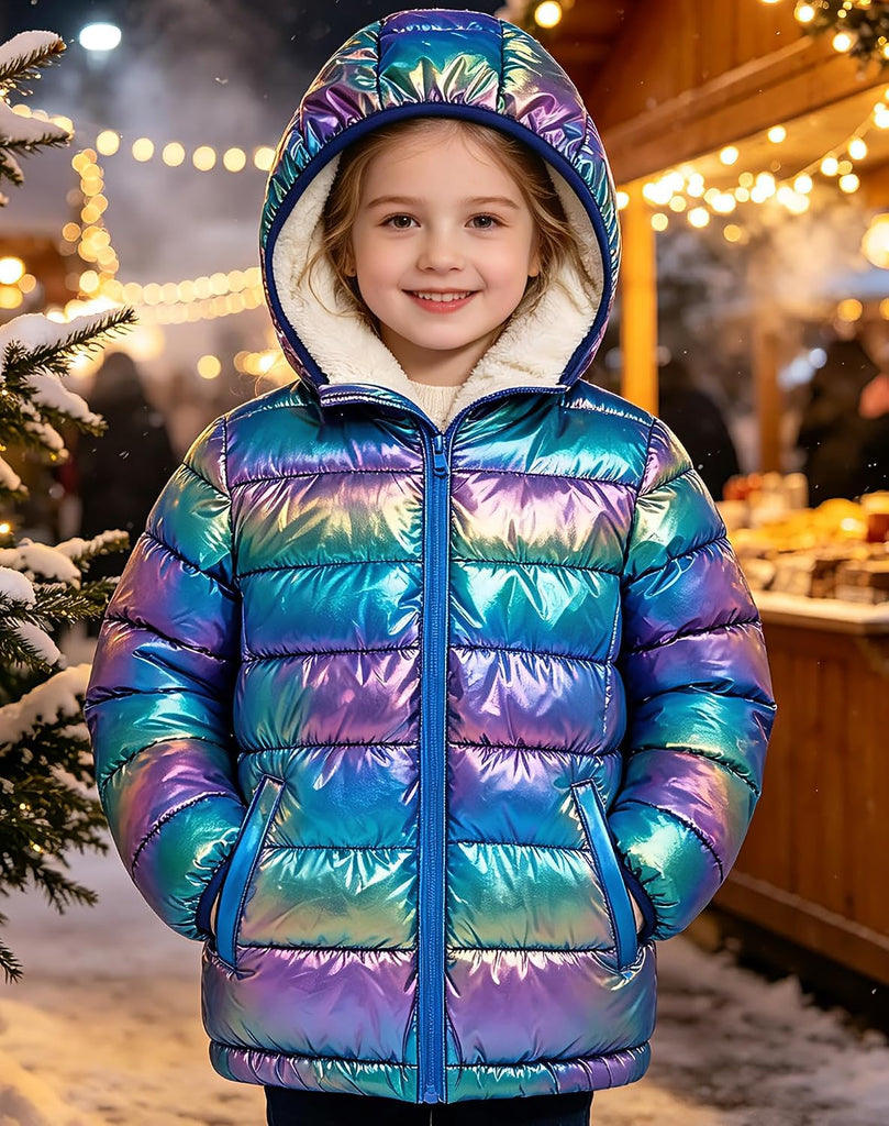 Girls Hooded Puffer Jacket Warmth Padded Winter Coat
