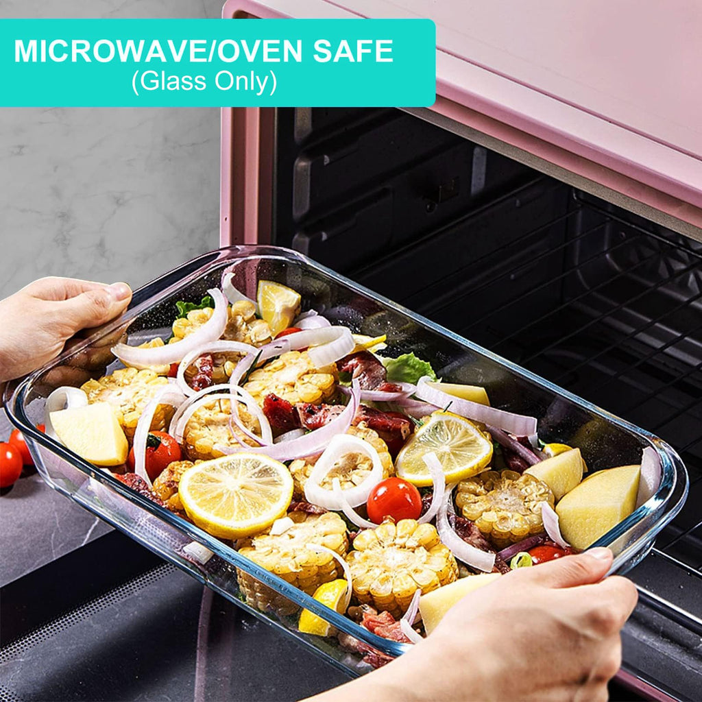 8 Pieces Glass Baking Dish with Lids, Green