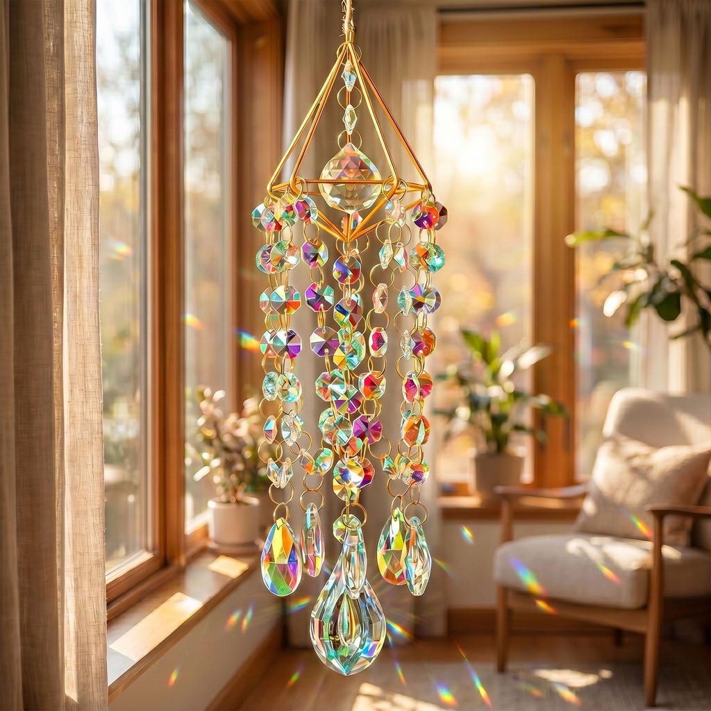 Crystal Suncatcher for Windows Hanging Glass Wind Chimes Whimsical Decor