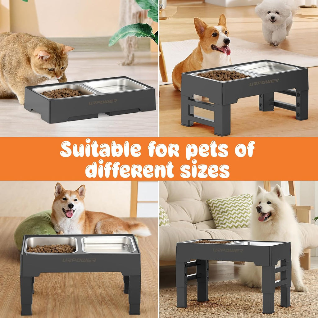 Raised Dog Bowls 4 Height Adjustable Elevated Bowl Stand