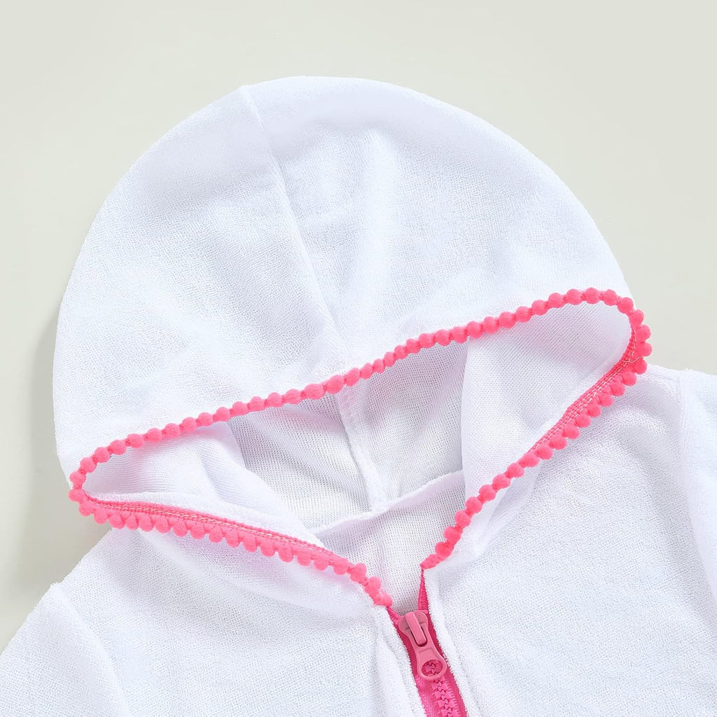 Toddler Girls Swim Cover Up with Hood and Zipper