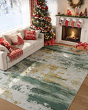 Kelarea Washable Area Rug for Living Room, 8x10 Non Slip Modern Abstract Green Rugs