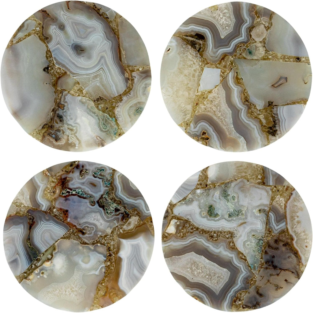 Round Agate Coasters, Multicolor - Set of 4