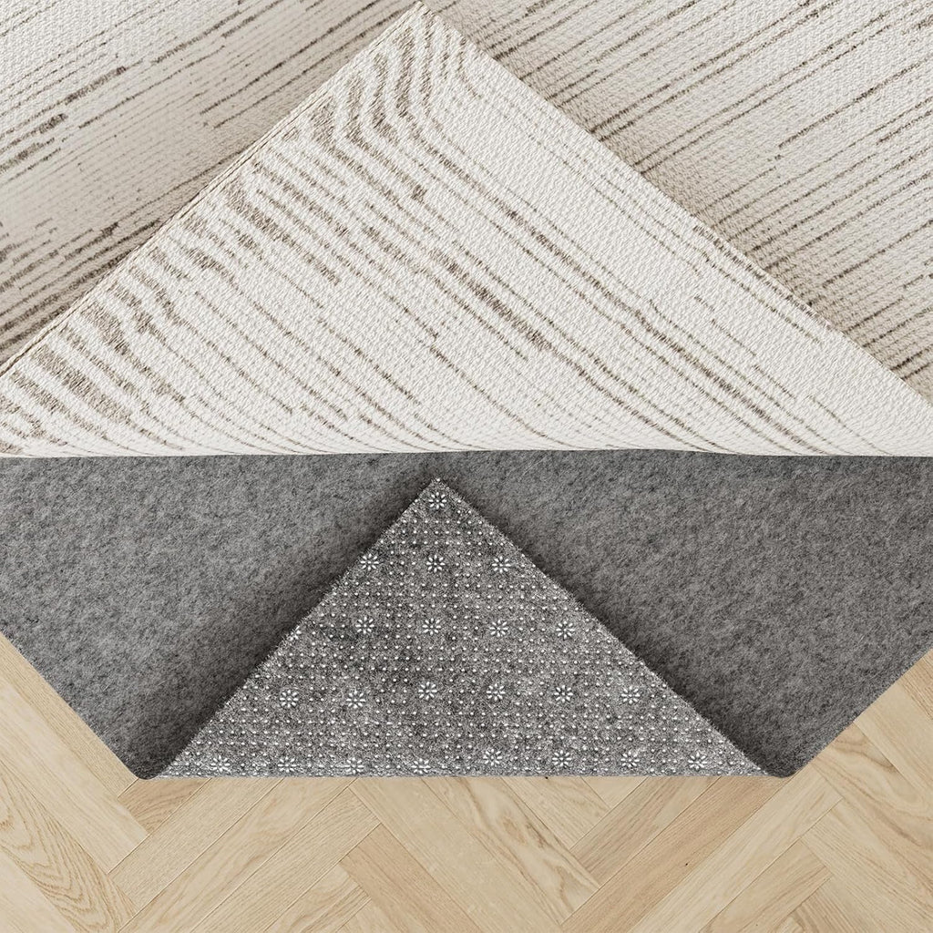 Felt Rug Pad with Gripper Dots, 8x10 Ft Non-Slip Rug Underpad with PVC Backing, 1/6" Thick Cushioned Carpet Pad - Set of 80