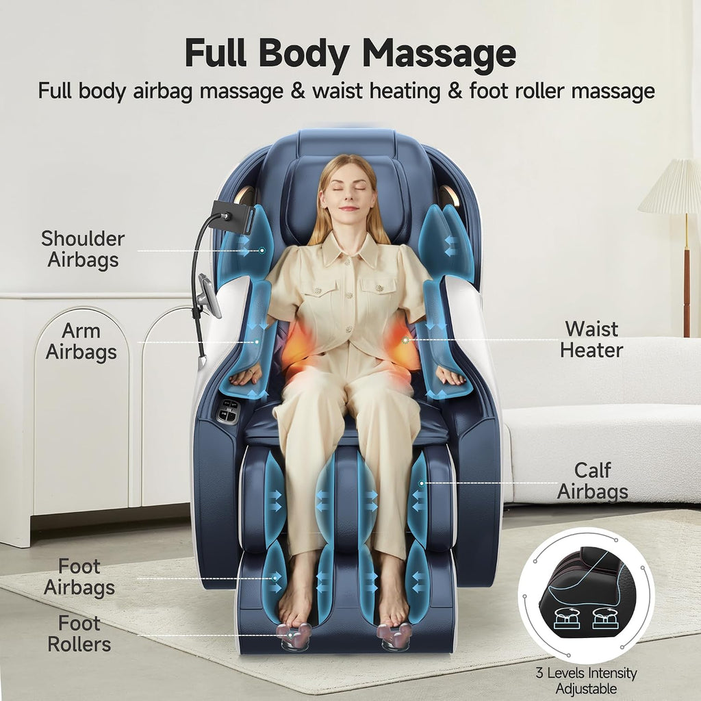 Massage Chair Full Body with Unique Phone Controller,Heart and Blood Measurement, Zero Gravity 3D SL-Track Recliner