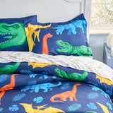 Joiedomi Kid Twin Comforter Set 5 Piece Dinosaur Bedding Set for Boys Girls Super Soft Microfiber Bed in a Bag with