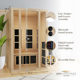 JNH Lifestyles Joyous 2-Person Low EMF FAR Infrared Sauna with Chromotherapy Light for Home Indoor Spa Use