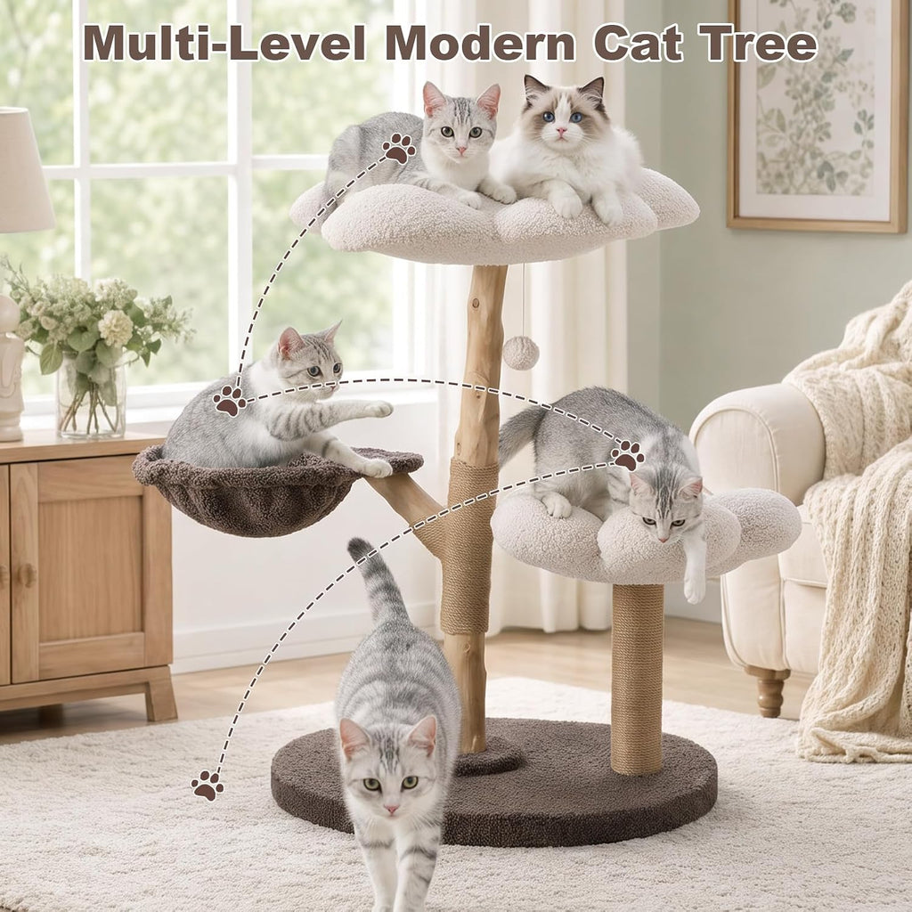 Multi-Level Modern Solid Cat Tree for Indoor Medium-Large Cats