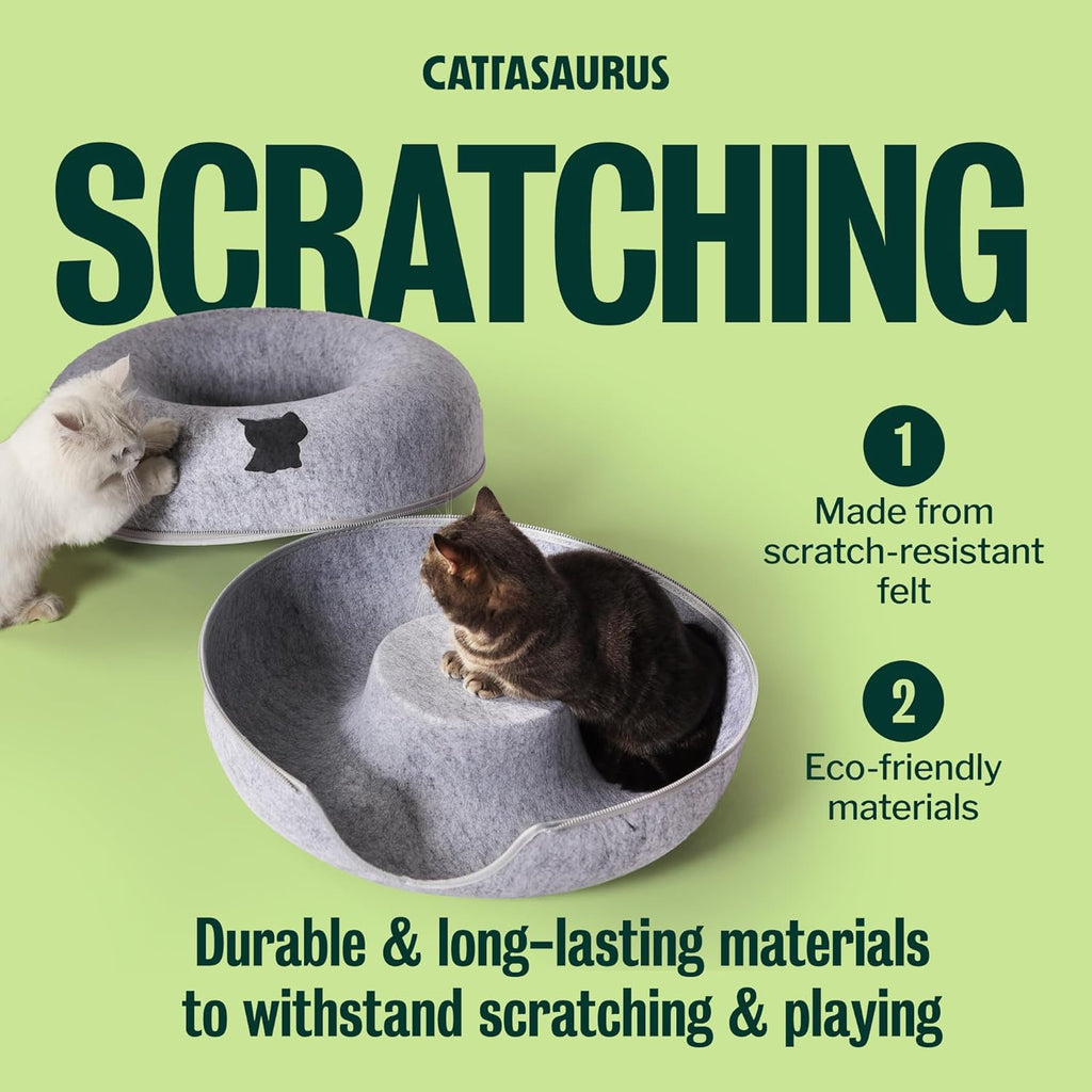 Peekaboo Cat Cave Donut for Multiple & Large Cats up to 30-45 lbs, 3-in-1 Self Warming Cat Bed