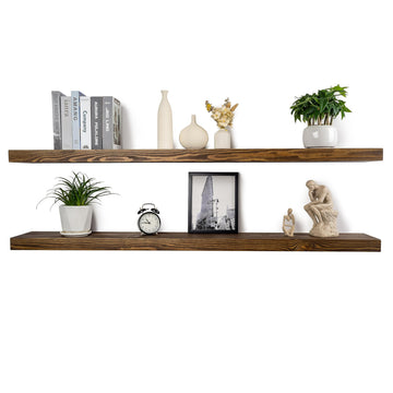 72 Inch Floating Shelves Set of 2, 8-in Deep High End Real Solid Wood Floating Shelves for Wall, Ideal & Coffee Bar