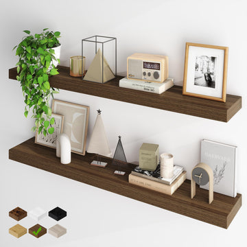 Floating Shelves for Wall, 48Inch Long Floating Shelves Set of 2, Hanging Shelf with Invisible Brackets, Wood Shelves