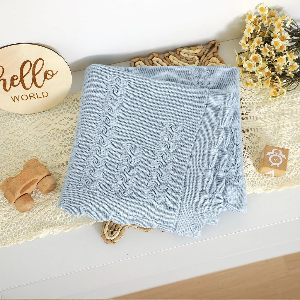 Cotton Baby Blanket Newborn Breathable Knit Receiving Blanket