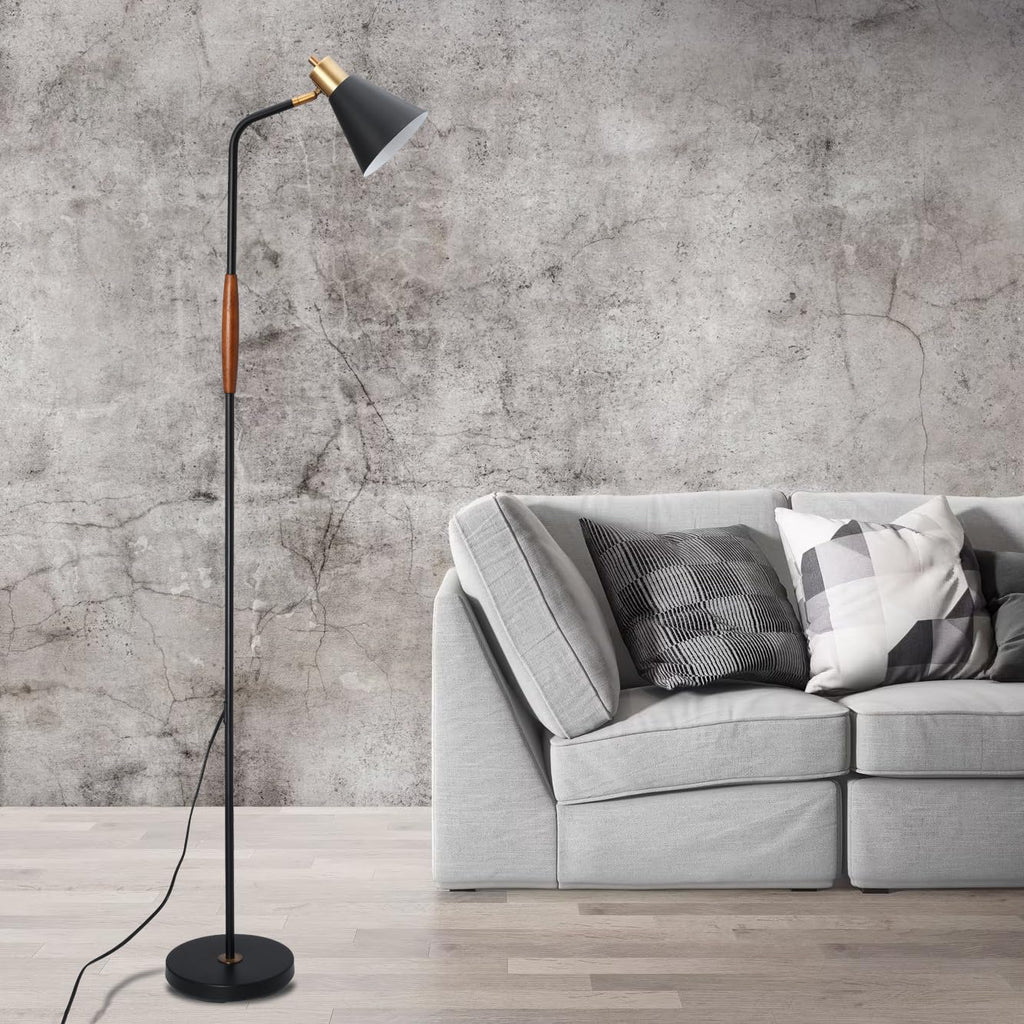 Reading Floor Lamp, Industrial Modern Style, 360 Degree Rotatable, Black & Brushed Copper Finsh, Height Adjustable, 3 CCT