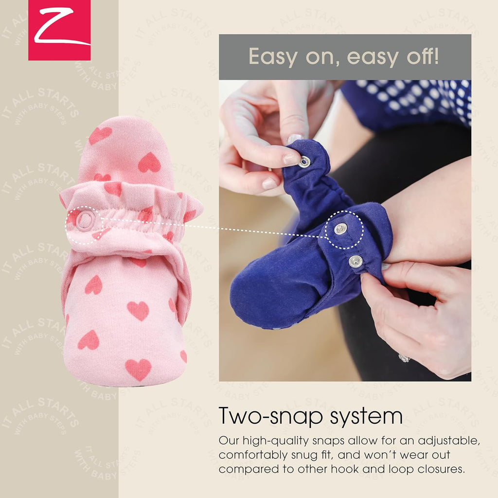 Unisex Organic Cotton Baby Booties, Stay-On and Non-Slip, to Toddler