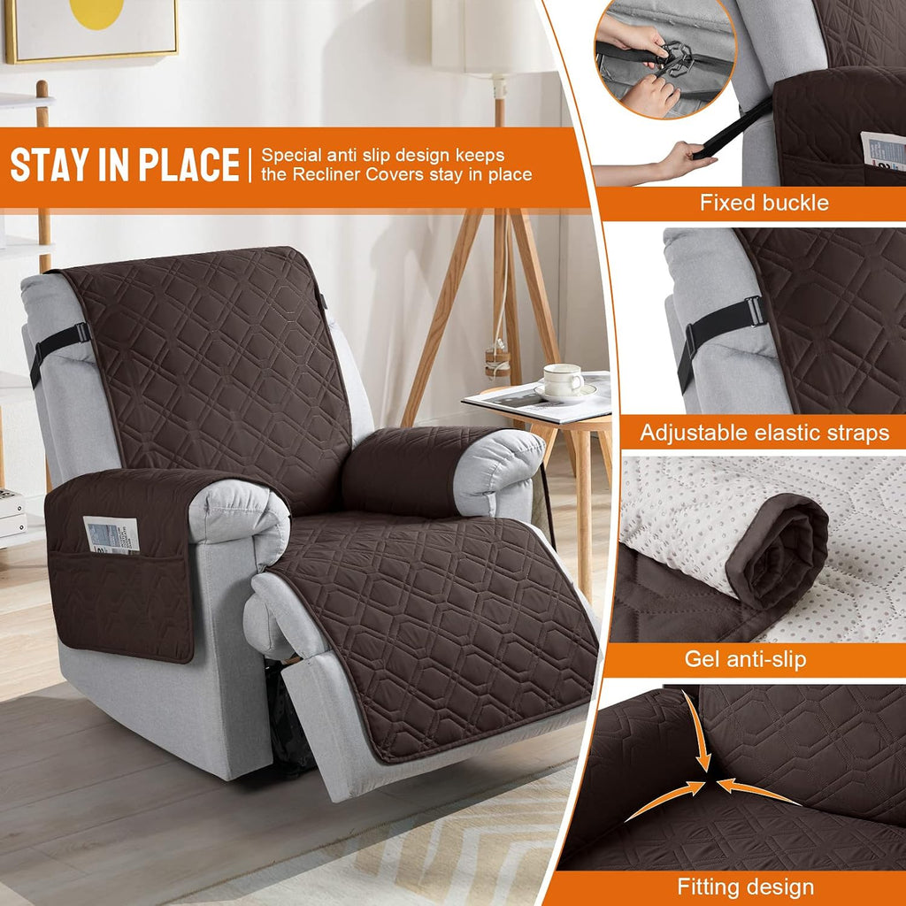 100% Waterproof Recliner Chair Covers, Recliner Cover Non-Slip Dog Chair Cover Furniture Protector Washable Slipcover