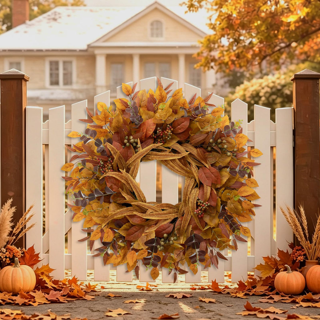 26 Inch Fall Wreaths for Front Door Eucalyptus Berry Wreath